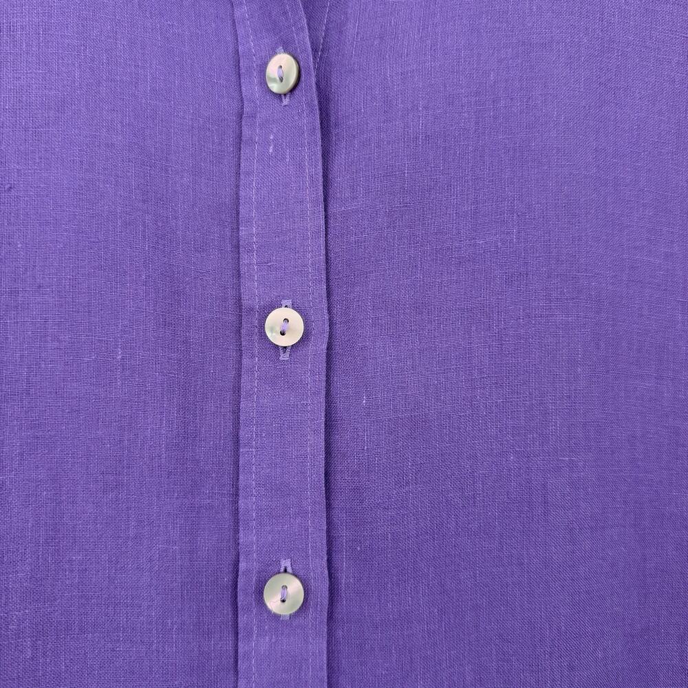 Chico’s 100% Linen Purple Button Front 3/4 Sleeve Blouse Size 2 US 12 - Picture 10 of 10